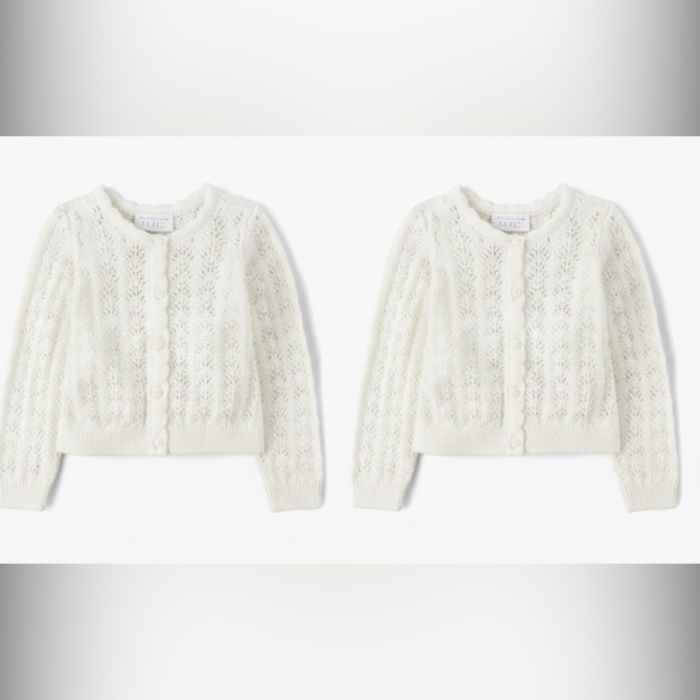TWIN BUNDLE / The Children's Place WHITE POINTELLE Cardigan Sweaters / NWOT